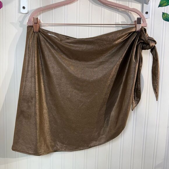 NWT Good American Mocha Foil Leg Daze Mesh Tie Sarong Coverup - Picture 4 of 5